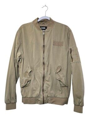 CSG. Men’s Tan Khaki Lightweight Full Zip Jacket Size Large Casual Utility Boho